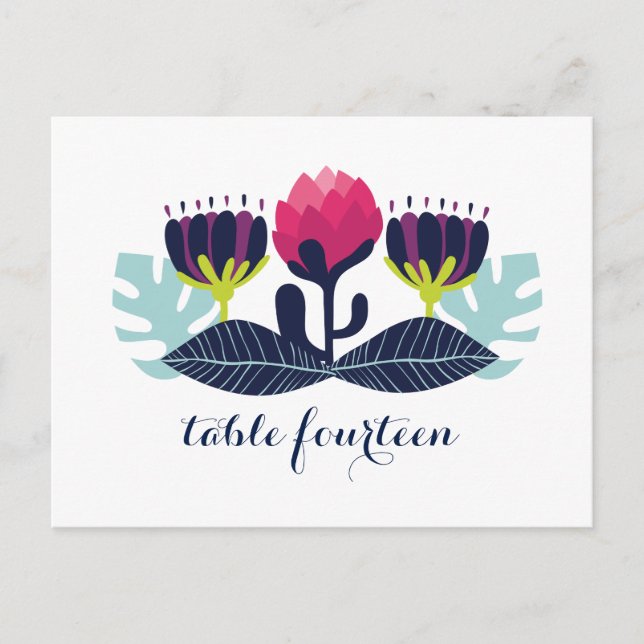 Funky Floral Table Number Postcard (Front)