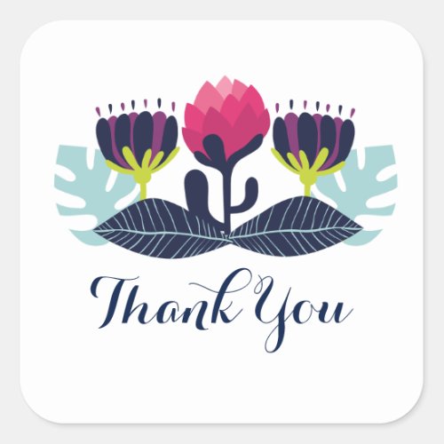 Funky Floral Thank You Stickers