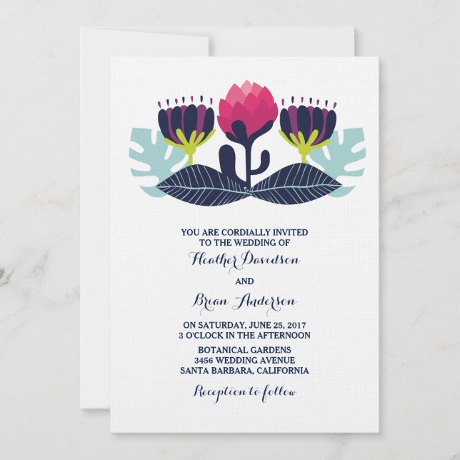 Funky Floral Wedding Invitation (Front)