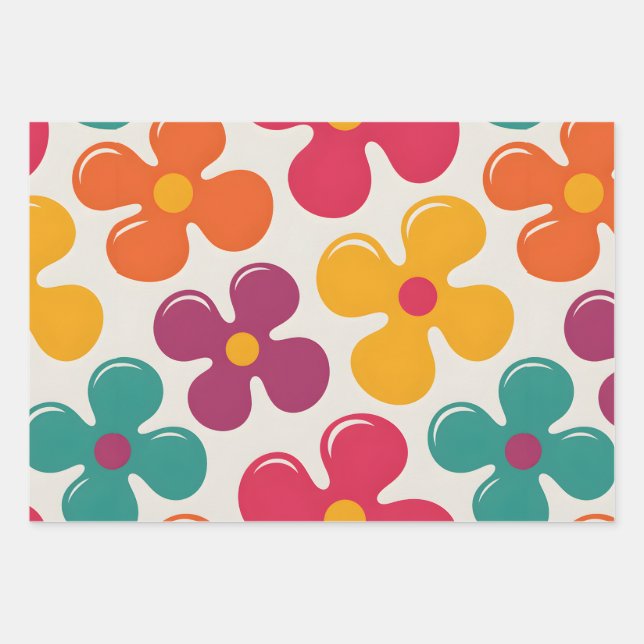 Funky Florals Wrapping Paper Sheets (Front)