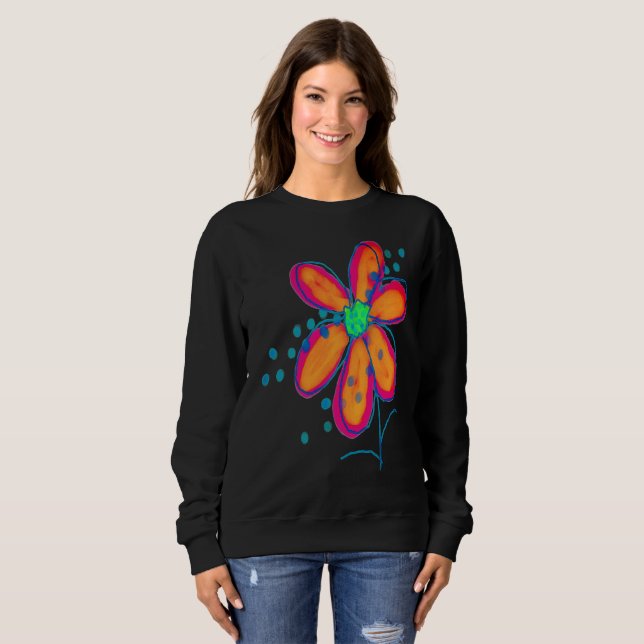 Funky Flower Abstract Art to Wear Sweatshirt (Front Full)