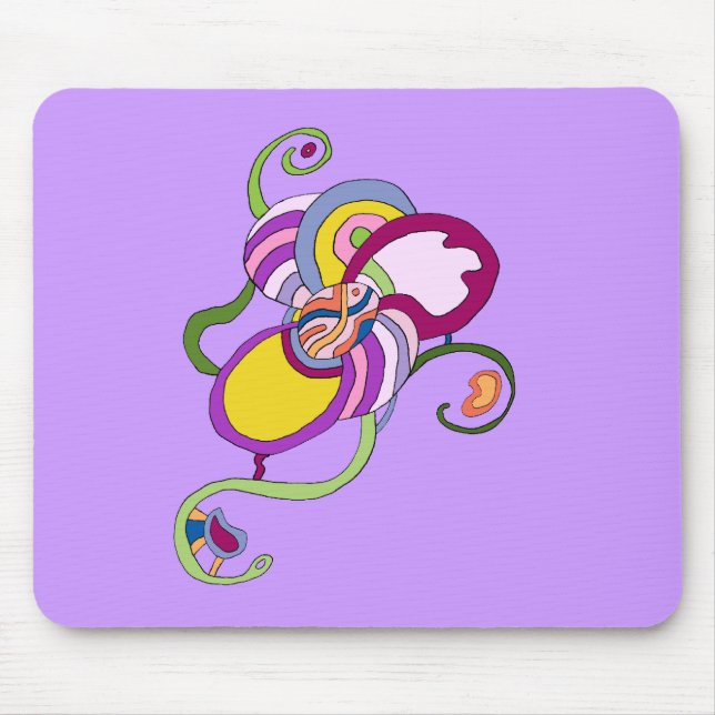 Funky Flower Abstract Illustration Mouse Pad (Front)