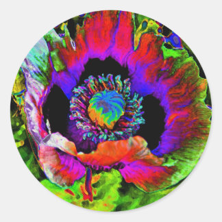 Funky Flower Classic Round Sticker