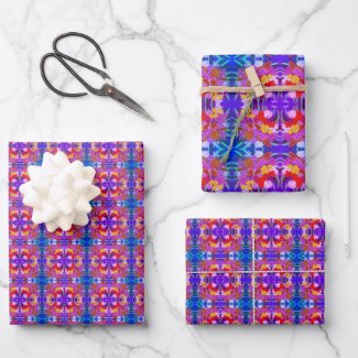 Funky Flower Gift Wrap (Pink and Purple Mirrored)