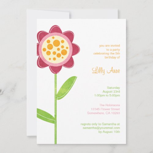 Funky Flower Girls Birthday Party Invitations