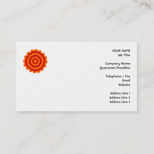 Customizable Funky Flower in Orange and Red. Business Cards