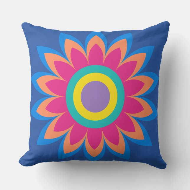 funky flower throw pillow (Front)