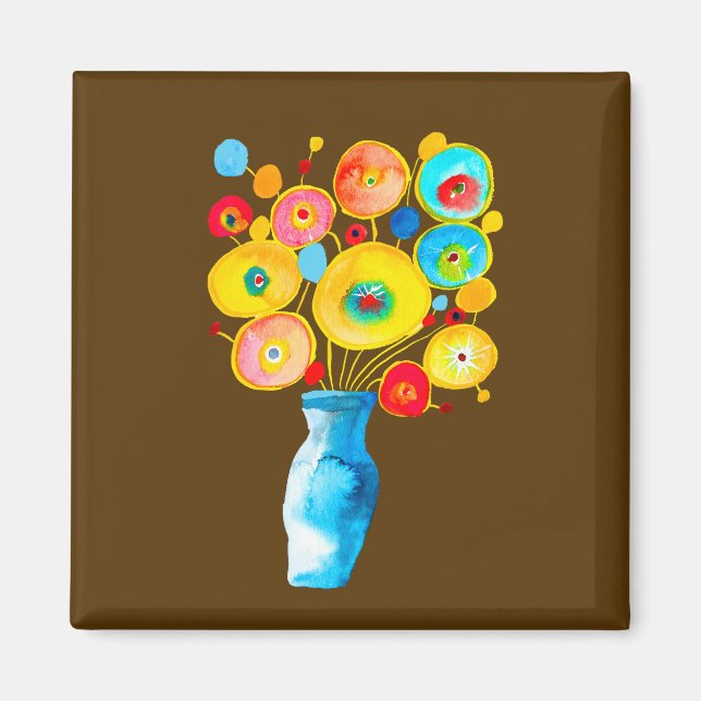 Funky flowers art illustration magnet (Front)