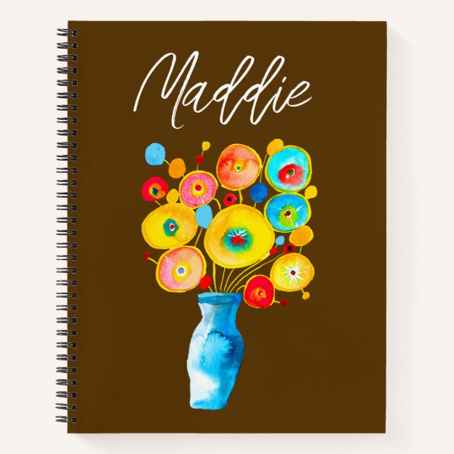 Funky flowers art illustration notebook (Front)
