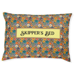 Funky Flowers/Boho/Hippy dog bed. Editable Pet Bed