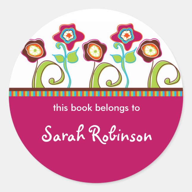Funky Flowers Book Labels (Front)