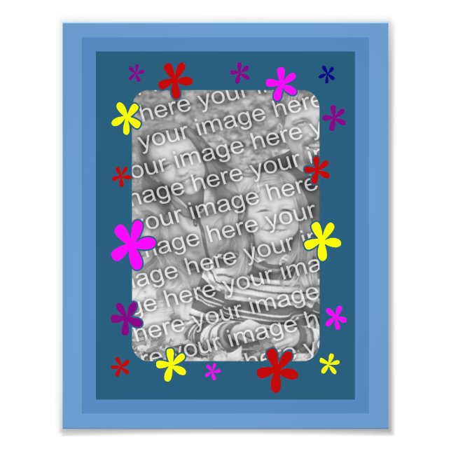 Funky Flowers Frame Your Photo Template Print (Front)