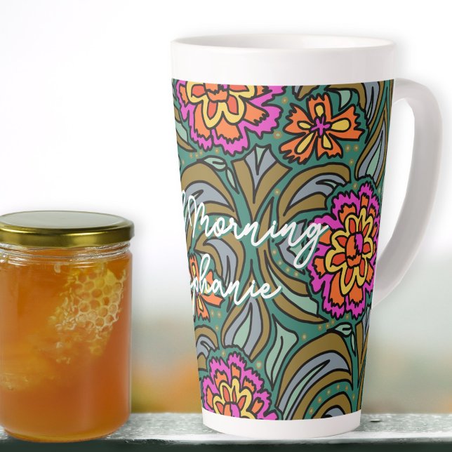 Funky Flowers Good Morning Personal Latte Mug (Creator Uploaded)