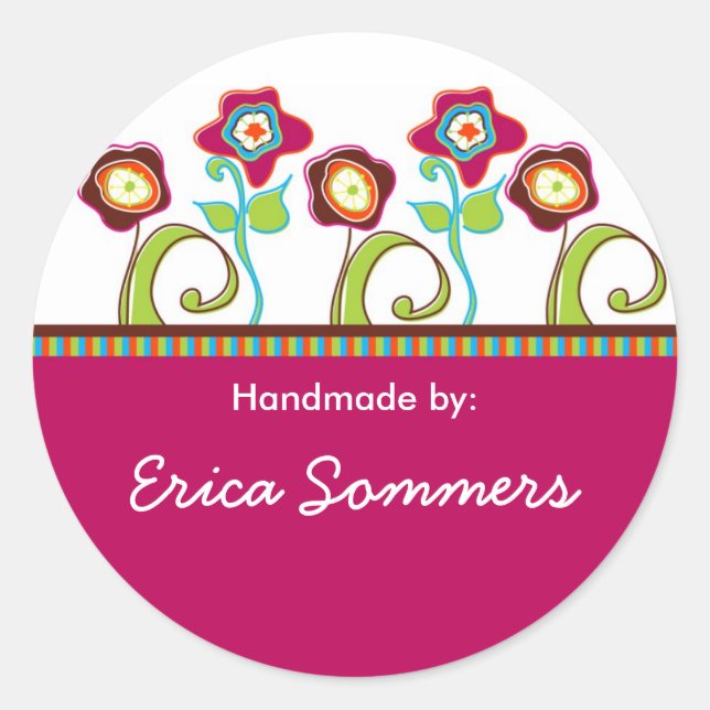 Funky Flowers "Handmade" Labels (Front)