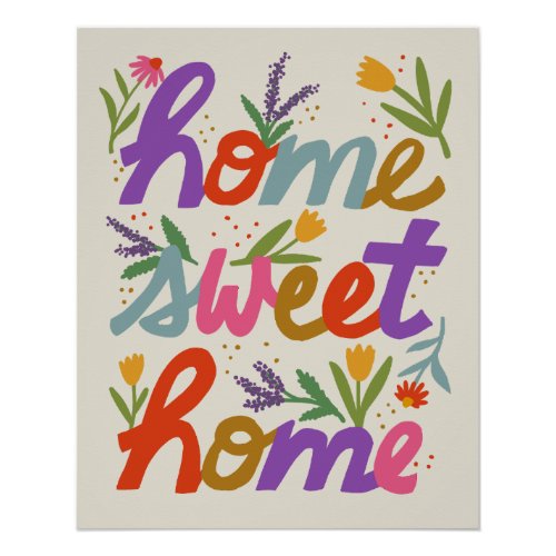 Funky Flowers Home Sweet Home Poster