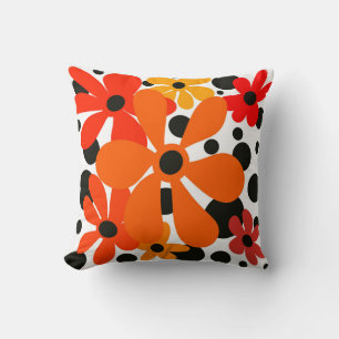 Funky flowers in Halloween colors pillow