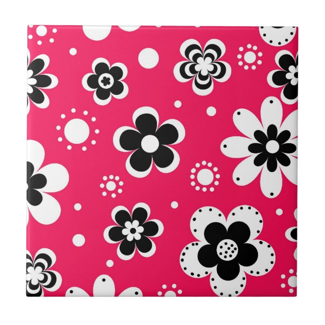 Funky Flowers in Hot Pink Tile (Front)