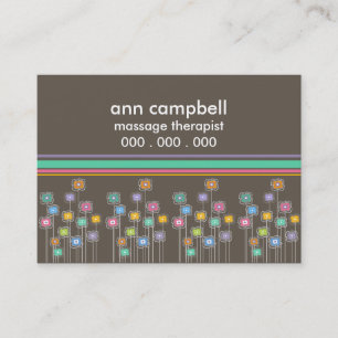 Funky Flowers n Cabana Stripes Business Card