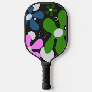 Funky flowers on pickleball paddle