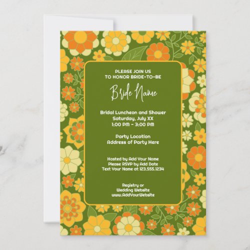 Funky Flowers - Retro Bridal Shower Invitation