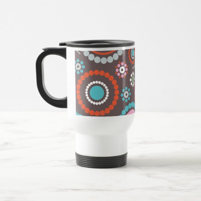 Funky Flowers Retro Patter Travel Mug (Left)