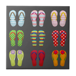 Funky footwear colorful Summer flip flops Ceramic Tile