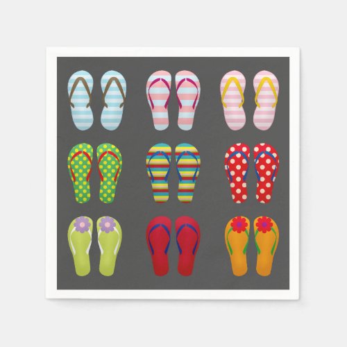 Funky footwear colorful Summer flip flops Napkins