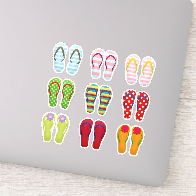 Funky footwear colorful Summer flip flops Sticker (Detail)