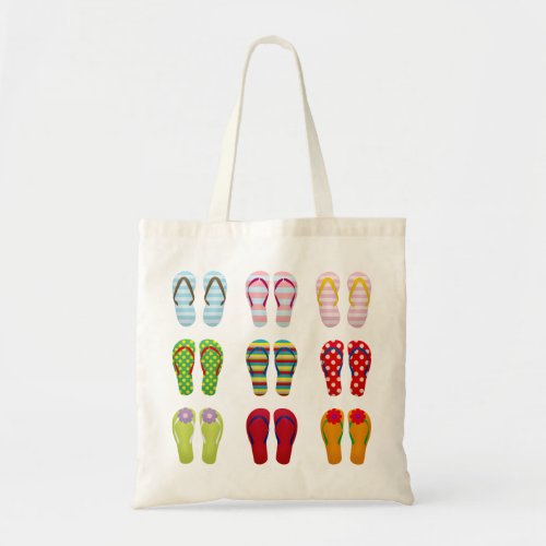 Funky footwear colorful Summer flip flops Tote Bag