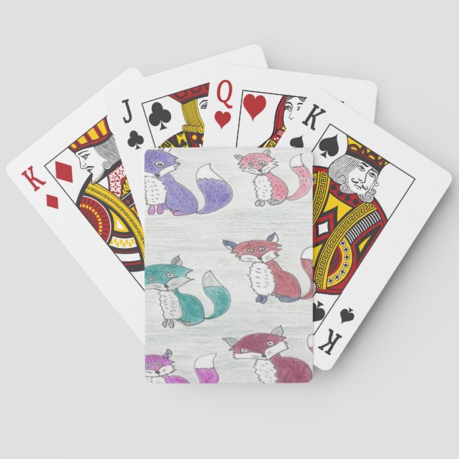 Funky Foxes Pattern Poker Cards (Back)