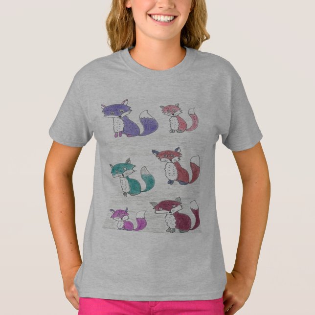 Funky Foxes Pattern T-Shirt (Front)