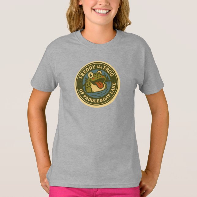 Funky Freddy Frog of Paddleboat Lake Kids Tee (Front)