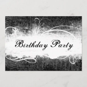 Funky Fresh Black Grunge Birthday Party Invitation
