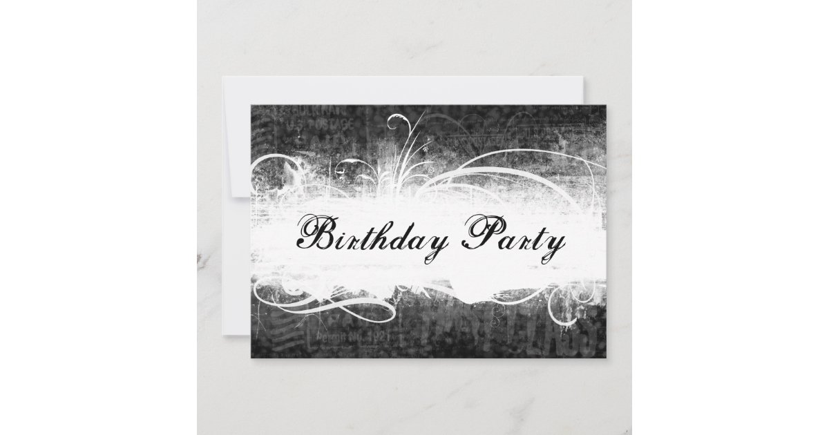 Funky Fresh Black Grunge Birthday Party Invitation | Zazzle