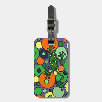 Funky Frog And Bubbles Art Design Luggage Tag by inspirationrocks at Zazzle
