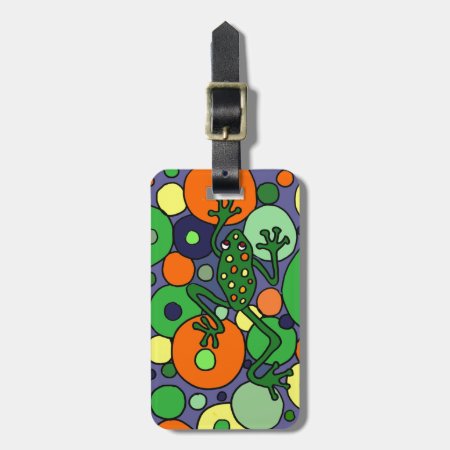 Funky Frog And Bubbles Art Design Luggage Tag
