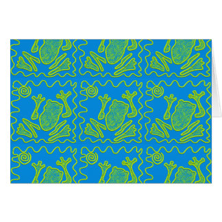 Funky Frog Blue Green Toad Kids Doodle Art Cards