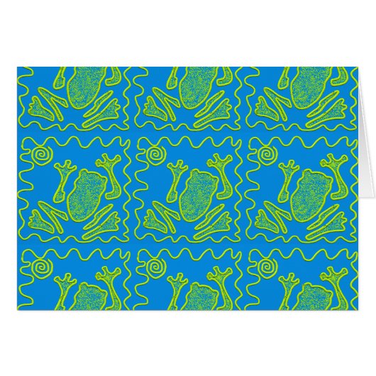 Funky Frog Blue Green Toad Kids Doodle Art Cards (Front Horizontal)