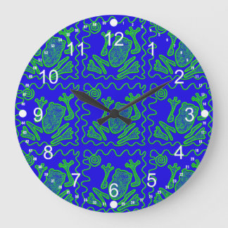Funky Frog Colorful Toad Kids Doodle Art Gifts Large Clock