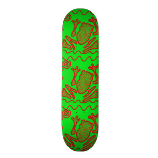 Funky Frog Lime Green Red Toad Kids Doodle Art Skateboard Deck