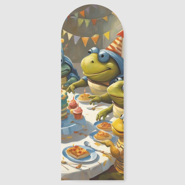 Funky Frogs Birthday party Bookmarks (Front)