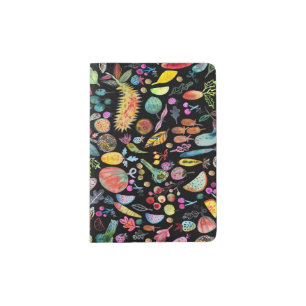 Funky Fruits and Veggies Colorful Watercolor Passport Holder