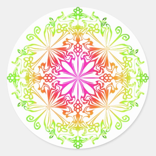 Funky fun chakra floral boho design  classic round classic round sticker