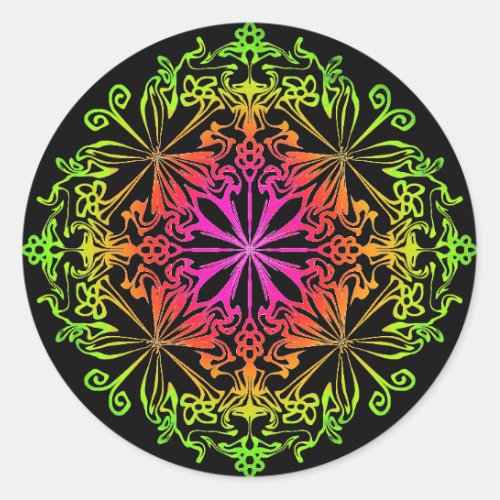 Funky fun chakra floral boho design  classic round sticker