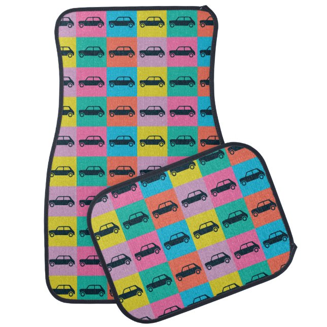 Funky Fun Checkerboard Mini Cooper Car Floor Mat (Set)