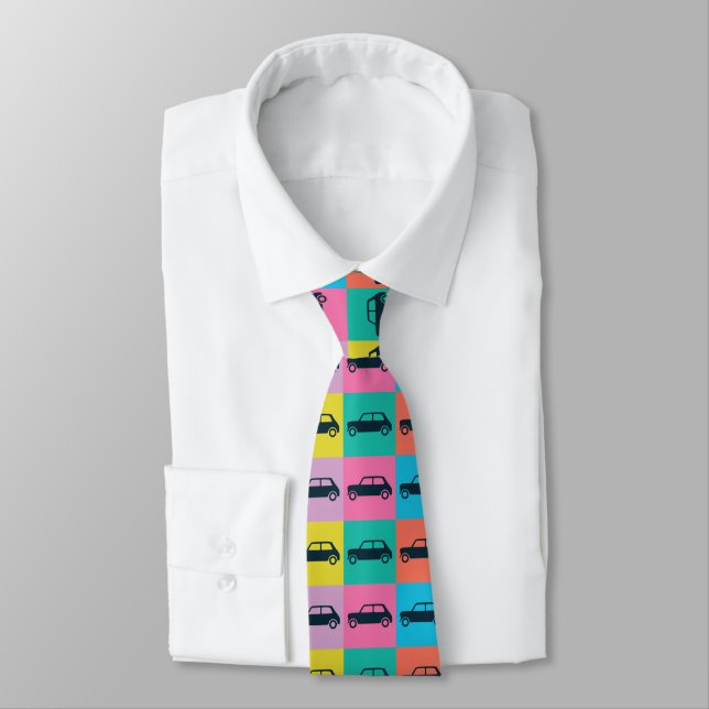 Funky Fun Checkerboard Mini Cooper Neck Tie (Tied)