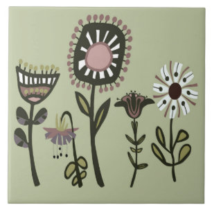 Funky Fun Flowers Ceramic Kitchen Tile