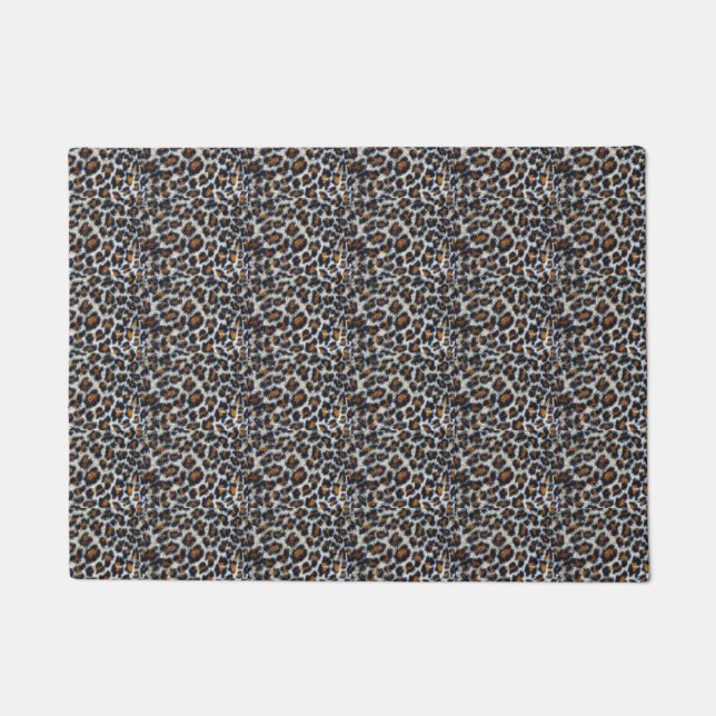 funky fun fluffy leopard print pattern original doormat (Front)