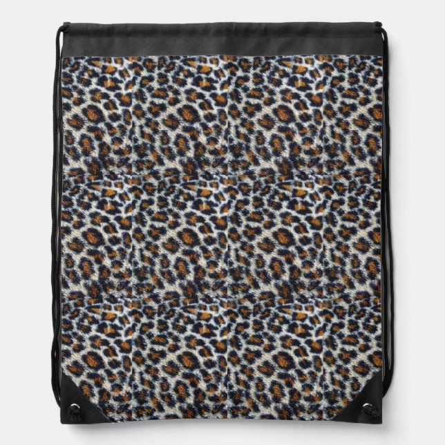 funky fun fluffy leopard print pattern original drawstring bag (Front)