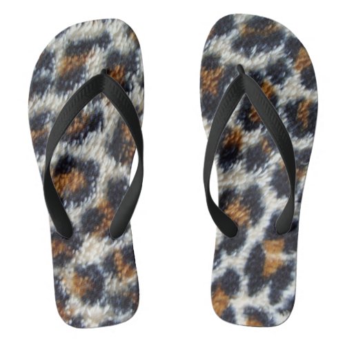 funky fun fluffy leopard print pattern original flip flops